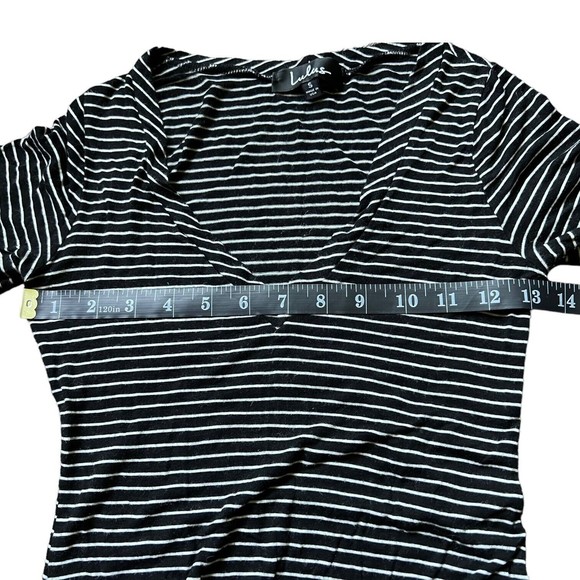 Lulus Womens Bodysuit Size Small Striped Black & White Leotard Rayon Stretch S - Picture 4 of 6